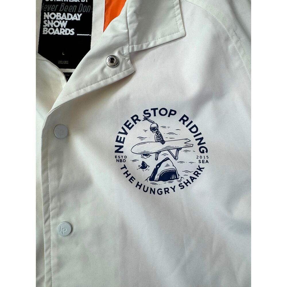 Nobaday Snowboarding Skiing Winter Sports Lightweight White Jacket Men's LARGE - Picture 2 of 8